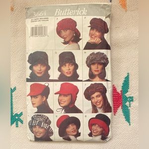 Vintage 1994 Butterick Misses’ hats sewing pattern